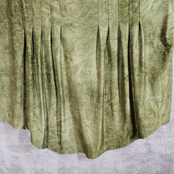 Shannon Ford Tunic Top Womens 2X Green Short Sleeve Pleated flowy slinky office - Picture 3 of 12